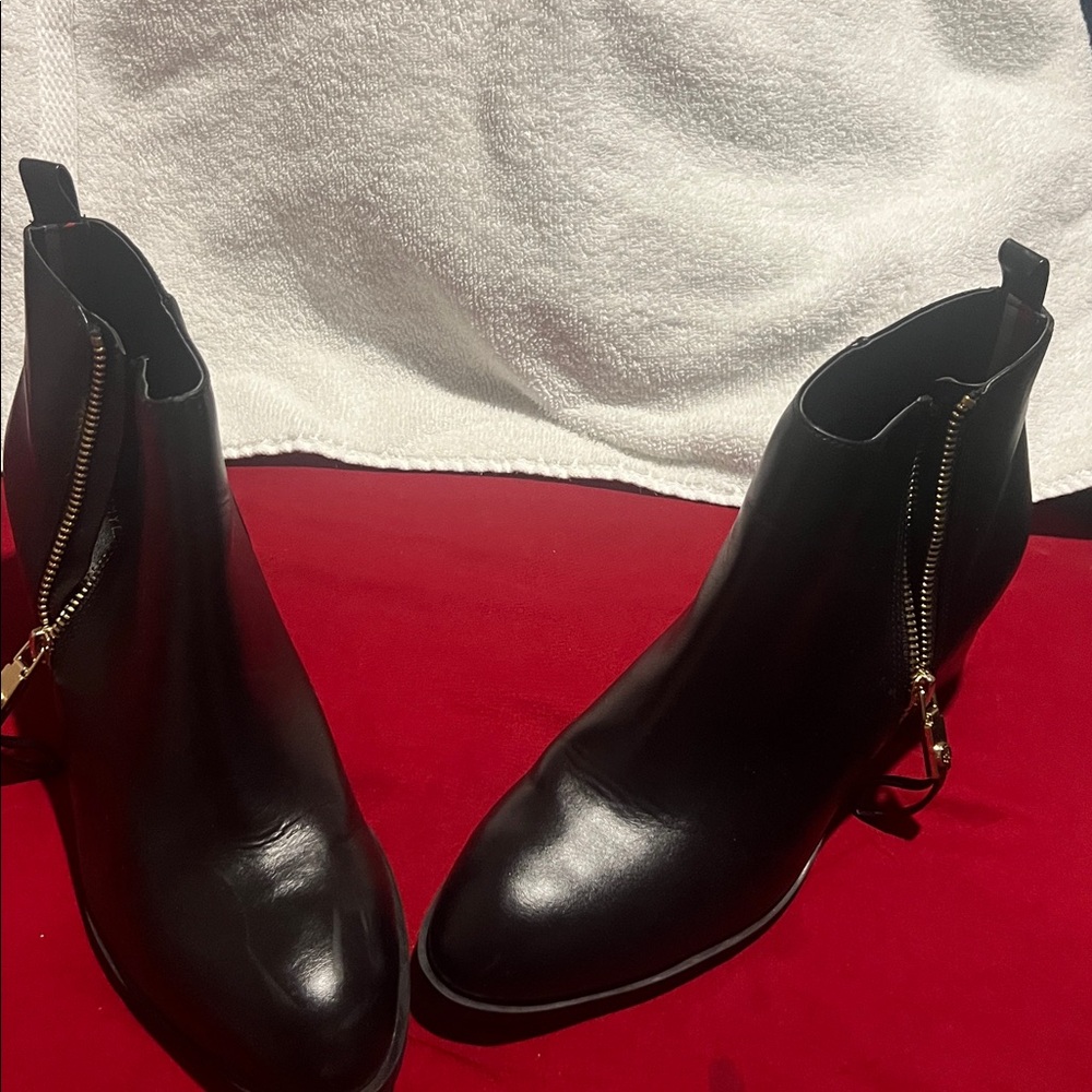 Tommy Hilfiger Black Ankle Boots with Gold Zipper